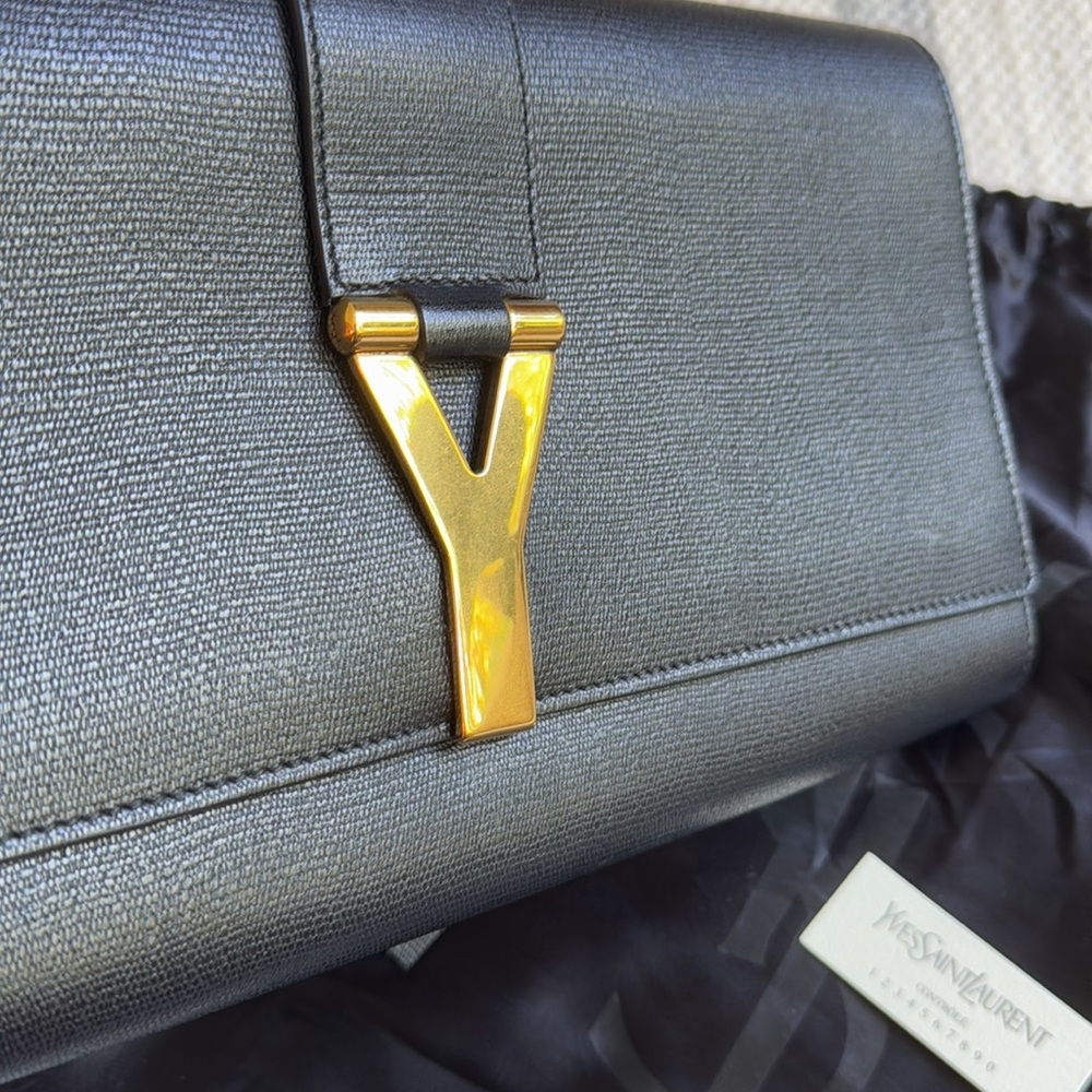 Saint Laurent YSL Sac Y Clutch Black Leather Gold Hardware - Picture 5 of 5